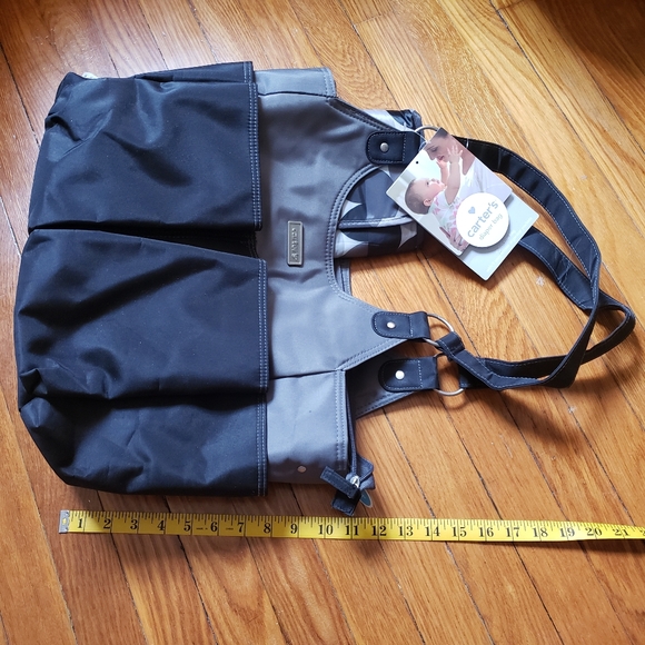NWT Carter's Tote Diaper Bag with Changing Pad, Black and Gray, 9 Pockets - Picture 9 of 9